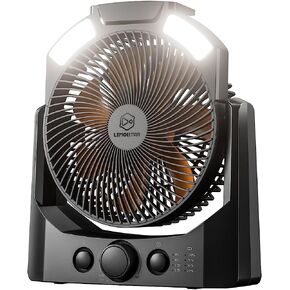 مروحة تخييم مع فانوس LED، مروحة مكتب تعمل بالبطارية 8 بوصة على شكل حرف D مع مؤقت، تحكم عالي السرعة بدون خطوات، تصميم هادئ، ضوء SOS، مروحة USB تدور 180 درجة للخارج، الإعصار، صيد الأسماك in Kuwait