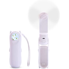 Geolinca Handheld Mini Fan Personal Fan, Portable USB Rechargeable Small Pocket Fan, 3 IN 1 Hand Fan, Battery Operated Fan,Travel,Outdoor-White in Saudi Arabia