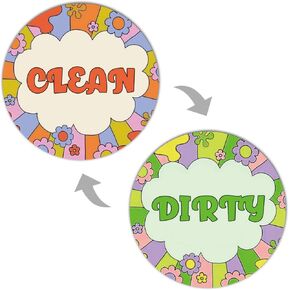 GEEKBEAR Clean Dirty Magnet for Dishwasher (01. Nature) - Double Sided and Reversible Clean Dirty Sign Indicator - Flip Dishwasher Magnet with Bonus Adhesive Metal Plate - Discontinued Soon