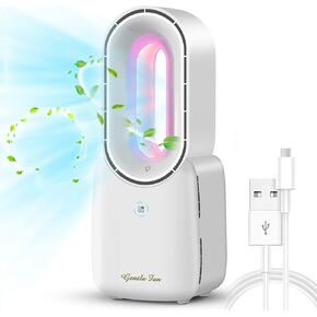 let'me Desk Fan, Small Bladeless Fan Quiet Table Fan, 11.8in Battery Operated Personal Desktop Fan with 5-Colors Lights, Touch Control, Rechargeable Breeze Fan for Bedroom, Office, Home in Kuwait