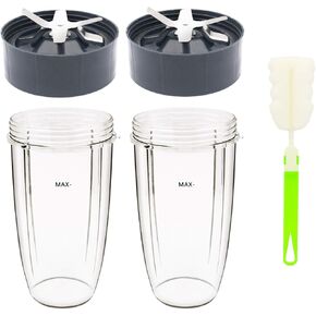 ملحقات خلاط أجزاء بديلة للكوب وشفرة الاستخلاص سعة 32 أونصة من Tanzfrosch متوافقة مع موديلات Nutribullet 600W/900W (4 عبوات)