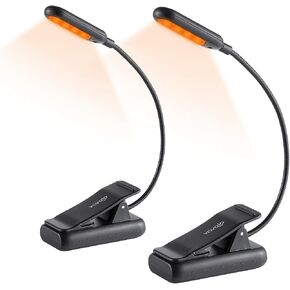 VAVOFO Amber Rechargeable Reading Light, Blue Light Blocking Book Light, 7 LEDs Eye Care 9 Colors 9 Brightness Clip On for Kids Bookworms Reading in Bed with Power Indicator Lasting 70h (Black) in Saudi Arabia