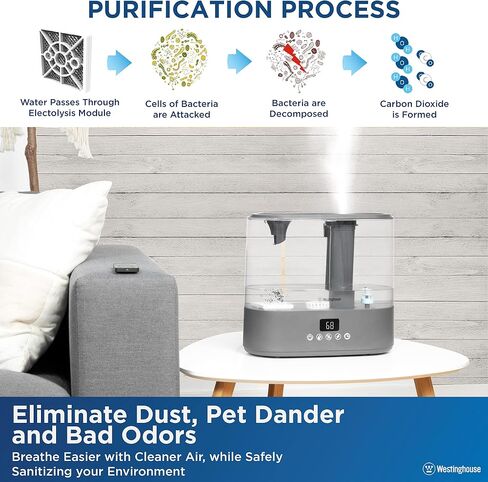 Westinghouse Humidifier and Air Purifier all in one combo with Smart Humidity Sensor Control for Bedrooms with Essential Oil Diffuser and Remote, Black in Kuwait