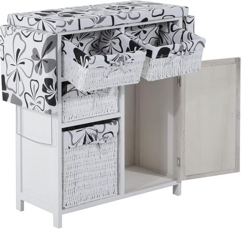 HOMCOM Drop Leaf Ironing Board with Shelves and Storage Boxes - Hawaiian Flowers in Saudi Arabia