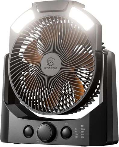 مروحة تخييم مع فانوس LED، مروحة مكتب تعمل بالبطارية 8 بوصة على شكل حرف D مع مؤقت، تحكم عالي السرعة بدون خطوات، تصميم هادئ، ضوء SOS، مروحة USB تدور 180 درجة للخارج، الإعصار، صيد الأسماك in Kuwait