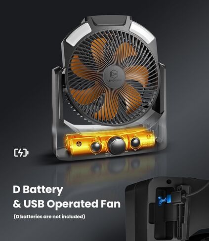 مروحة تخييم مع فانوس LED، مروحة مكتب تعمل بالبطارية 8 بوصة على شكل حرف D مع مؤقت، تحكم عالي السرعة بدون خطوات، تصميم هادئ، ضوء SOS، مروحة USB تدور 180 درجة للخارج، الإعصار، صيد الأسماك in Kuwait