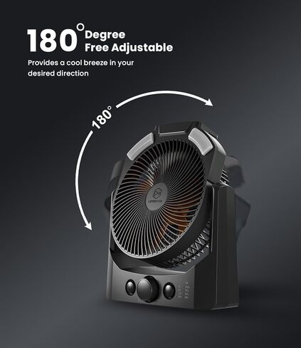 مروحة تخييم مع فانوس LED، مروحة مكتب تعمل بالبطارية 8 بوصة على شكل حرف D مع مؤقت، تحكم عالي السرعة بدون خطوات، تصميم هادئ، ضوء SOS، مروحة USB تدور 180 درجة للخارج، الإعصار، صيد الأسماك in Kuwait