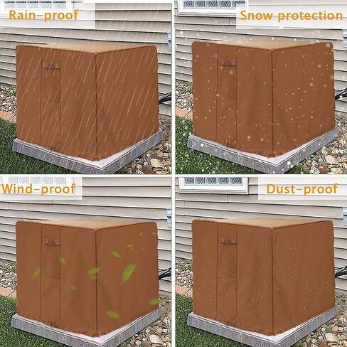 Yesland Central Air Conditioner Covers for Outside Units - AC Covers Water Resistant and Windproof Design AC Unit Cover - Universal Brown Winter AC Unit Cover (32''L x 32''W x 36''H) in Saudi Arabia