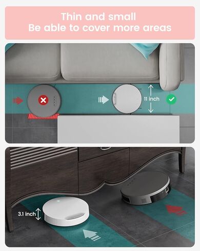 Lefant Robot Vacuum Cleaner, Slim & Quiet, Tangle-Free 4 Modes Vacuum Robotic for Girl/Woman, Support Wi-Fi/App/Alexa Echo/Google Control, Ideal for Pet Hair Hard Floor and Low Pile Carpet N1K in Kuwait