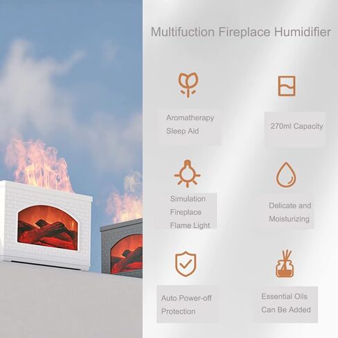 موزع روائح زيت اللهب لمحاكاة المدفأة، موزع مرطب رذاذ بارد سعة 270 مل من Ann Bully، موزع مرطب للزيوت العطرية، مرطب لغرفة النوم المكتبية in Kuwait