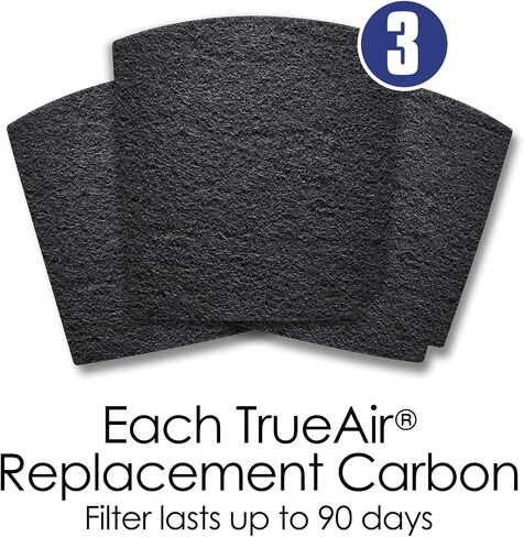 Hamilton Beach TrueAir Replacement Carbon Filter for Odor Eliminators, Common Household-Trash, Pet, Smoke and Bathroom, 3-Pack (04230G) in Saudi Arabia