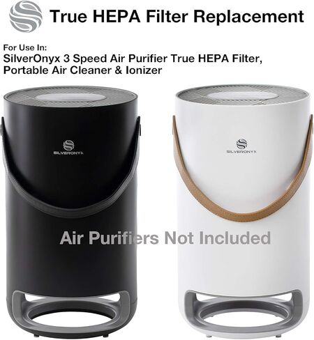 SilverOnyx True HEPA Replacement Filter (3-Speed, Portable with Strap) 3-in-1 True HEPA filter, For 400 sq ft Bedroom, Dust, Smokers & Pets - 400 sq ft White in Kuwait