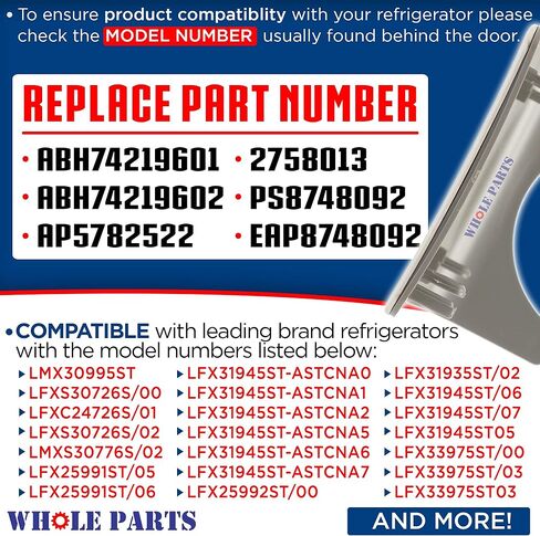 مجموعة أزرار الثلاجة للأجزاء الكاملة، جزء رافعة موزع المياه # ABH74219603 - بديل ومتوافق مع بعض ثلاجات Bosch وKenmore in Kuwait