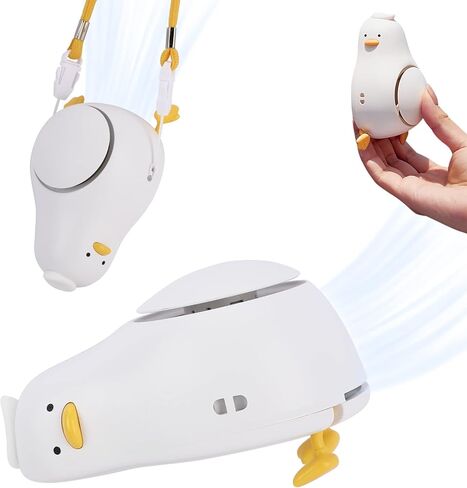 مروحة رقبة محمولة، مروحة رقبة معلقة صغيرة من BestMal مع حبل قابل للتعديل ودعامة، تصميم بطة لطيف، مروحة محمولة قابلة للشحن عبر USB، بدون استخدام اليدين، 3 سرعات رياح شخصية للمنزل والمكتب والداخل والخارج in Kuwait