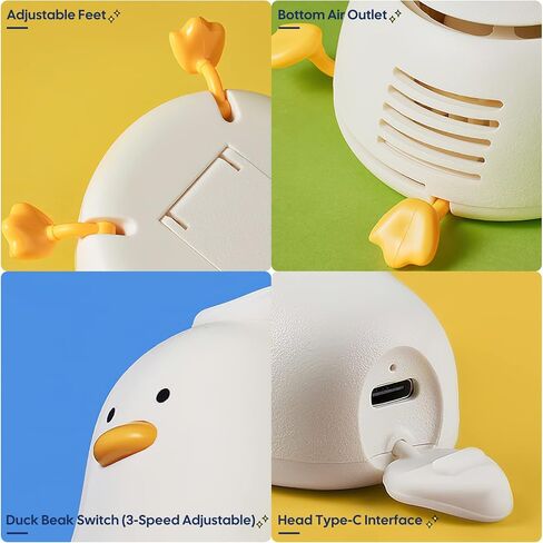 مروحة رقبة محمولة، مروحة رقبة معلقة صغيرة من BestMal مع حبل قابل للتعديل ودعامة، تصميم بطة لطيف، مروحة محمولة قابلة للشحن عبر USB، بدون استخدام اليدين، 3 سرعات رياح شخصية للمنزل والمكتب والداخل والخارج in Kuwait