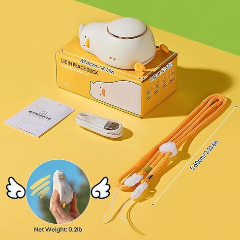 مروحة رقبة محمولة، مروحة رقبة معلقة صغيرة من BestMal مع حبل قابل للتعديل ودعامة، تصميم بطة لطيف، مروحة محمولة قابلة للشحن عبر USB، بدون استخدام اليدين، 3 سرعات رياح شخصية للمنزل والمكتب والداخل والخارج in Kuwait