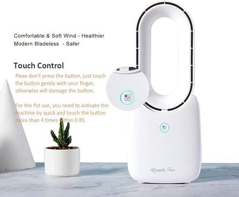 let'me Desk Fan, Small Bladeless Fan Quiet Table Fan, 11.8in Battery Operated Personal Desktop Fan with 5-Colors Lights, Touch Control, Rechargeable Breeze Fan for Bedroom, Office, Home in Kuwait