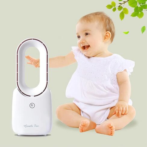 let'me Desk Fan, Small Bladeless Fan Quiet Table Fan, 11.8in Battery Operated Personal Desktop Fan with 5-Colors Lights, Touch Control, Rechargeable Breeze Fan for Bedroom, Office, Home in Kuwait