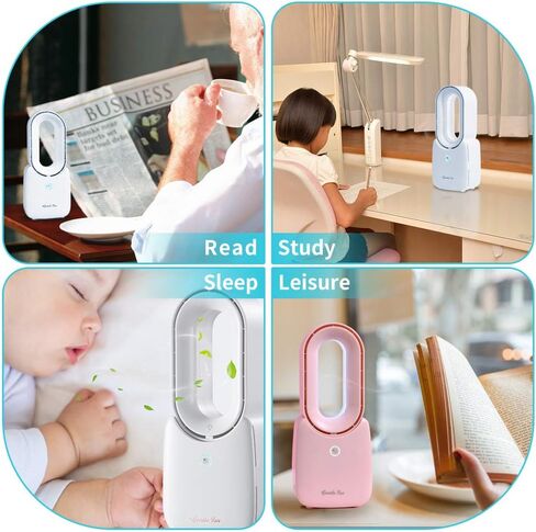 let'me Desk Fan, Small Bladeless Fan Quiet Table Fan, 11.8in Battery Operated Personal Desktop Fan with 5-Colors Lights, Touch Control, Rechargeable Breeze Fan for Bedroom, Office, Home in Kuwait