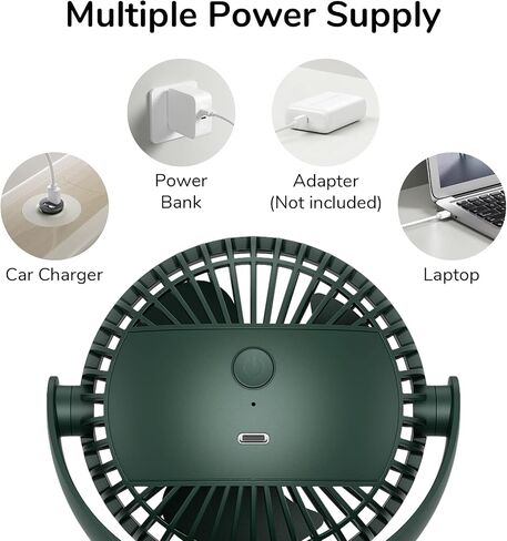 JISULIFE Clip on Baby Stroller Fan, 4000mAh Battery Operated, Portable Personal Small, Quiet & Narrow Slot Design, 4 Speeds, Max 14 Hrs, Ideal for Bed, Desk, Car Seat - Dark Green in Saudi Arabia