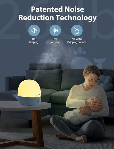 Humidifiers for Bedroom, 2.5L Cool Mist Humidifier for Home, Nursery, Baby with Essential Oil Diffuser, BPA Free, Night Light, Air Humidifier with Adjustable 360° Nozzle in Kuwait