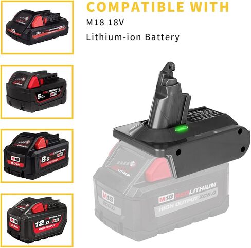 biuonga لـ Dyson V6 محول بطارية بديل لميلووكي 18 فولت M18 تحويل لـ Dyson DC62 DC59 DC58 SV03 SV04 SV09 V6 رأس محرك الحيوان V6 سليم V6 مطلق V6 مكنسة رقيق (محول فقط) in Kuwait