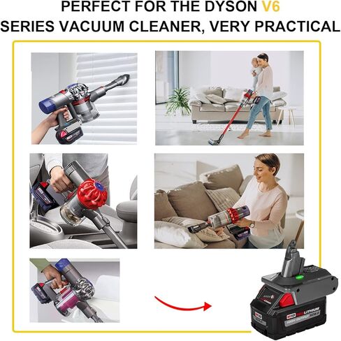 biuonga لـ Dyson V6 محول بطارية بديل لميلووكي 18 فولت M18 تحويل لـ Dyson DC62 DC59 DC58 SV03 SV04 SV09 V6 رأس محرك الحيوان V6 سليم V6 مطلق V6 مكنسة رقيق (محول فقط) in Kuwait