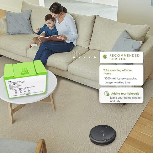 بطارية بديلة DTK i7 متوافقة مع iRobot Roomba e وi Series i7+ e5 e6 7150 7550 i3 3150 i3+ 3550 i4 4150 i4+ 4624864 ABL-D1 3500 مللي أمبير في الساعة in Saudi Arabia