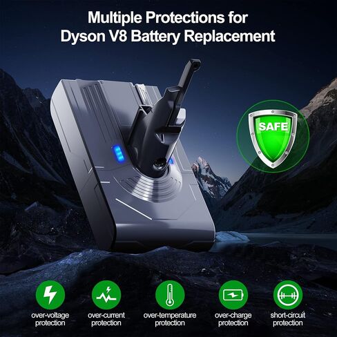 بطارية 5000 مللي أمبير في الساعة لاستبدال بطارية Dyson V8 بطارية ليثيوم أيون 21.6 فولت متوافقة مع Dyson V8 Animal/Absolute/Motorhead/Fluffy/ SV10، مكنسة كهربائية لاسلكية محمولة بديلة للبطارية الأصلية in Kuwait