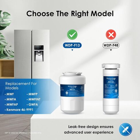 فلتر مياه للثلاجة MWF من واتردروب بلس NSF401&53&42 بديل لGE® MWF، HDX FMG-1، MWFP، MWFA، PL-100، WFC1201، RWF0600A، PC75009، RWF1060، 197D6321P006، كينمور 4 69991 3 فلاتر in Saudi Arabia