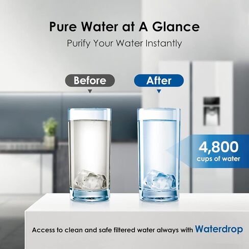 فلتر مياه للثلاجة MWF من واتردروب بلس NSF401&53&42 بديل لGE® MWF، HDX FMG-1، MWFP، MWFA، PL-100، WFC1201، RWF0600A، PC75009، RWF1060، 197D6321P006، كينمور 4 69991 3 فلاتر in Saudi Arabia
