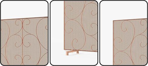 Kingson Single Panel Fireplace Screen Cover Handcrafted Solid Wrought Iron Mesh, Heat-Resistant Fire Spark Guard for Inside Fireplace-Antique Bronze in Saudi Arabia