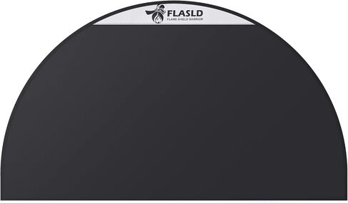 FLASLD Fireproof Fireplace Mat 28×48Inch Half Round Hearth Rug Protects Floors from Sparks Embers, Black with Brown Label in Kuwait