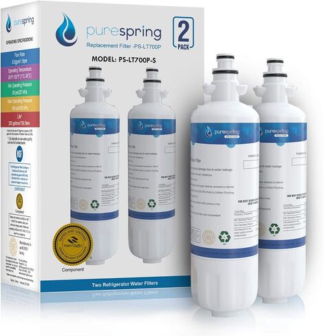 PureSpring Certified Replacement Refrigerator Water Filter for LG ADQ36006101, LT700P, ADQ36006102, LFDS22520S, LFXS24623S, LFXS30766S, LFXS29766S, Kenmore 46-9690, 469690 NSF 42 Certified (2 Pack) in Saudi Arabia
