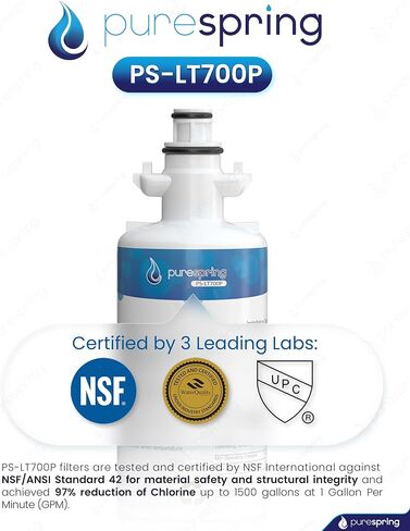 PureSpring Certified Replacement Refrigerator Water Filter for LG ADQ36006101, LT700P, ADQ36006102, LFDS22520S, LFXS24623S, LFXS30766S, LFXS29766S, Kenmore 46-9690, 469690 NSF 42 Certified (2 Pack) in Saudi Arabia
