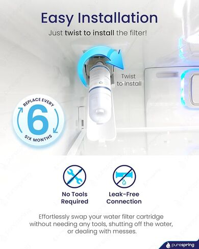 PureSpring Certified Replacement Refrigerator Water Filter for LG ADQ36006101, LT700P, ADQ36006102, LFDS22520S, LFXS24623S, LFXS30766S, LFXS29766S, Kenmore 46-9690, 469690 NSF 42 Certified (2 Pack) in Saudi Arabia