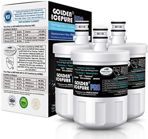 فلتر مياه الثلاجة GOLDEN ICEPURE ADQ72910901 NSF/ANSI 53& 42& 372 متوافق مع LG LT500P، 5231JA2002A، ADQ72910907، Kenmore 9890، 469890،GEN11042FR-08 3 عبوات in Kuwait