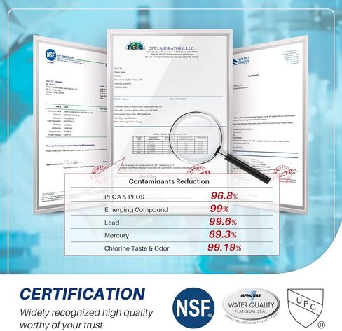 فلتر مياه الثلاجة GOLDEN ICEPURE ADQ72910901 NSF/ANSI 53& 42& 372 متوافق مع LG LT500P، 5231JA2002A، ADQ72910907، Kenmore 9890، 469890،GEN11042FR-08 3 عبوات in Kuwait