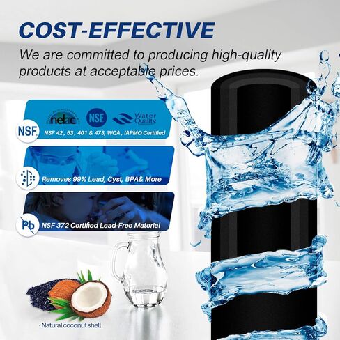 فلتر مياه الثلاجة GOLDEN ICEPURE ADQ72910901 NSF/ANSI 53& 42& 372 متوافق مع LG LT500P، 5231JA2002A، ADQ72910907، Kenmore 9890، 469890،GEN11042FR-08 3 عبوات in Kuwait