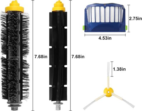 قطع غيار متوافقة مع سلسلة iRobot Roomba 600/500، 694 692 690 680 660 665 651 650 614 5595 585 564 560،3 مجموعة من الفرش ذات الشعر الخشن وفرش الخافق المرنة، 8 مرشحات Aero Vac، 8 فرش جانبية in Saudi Arabia