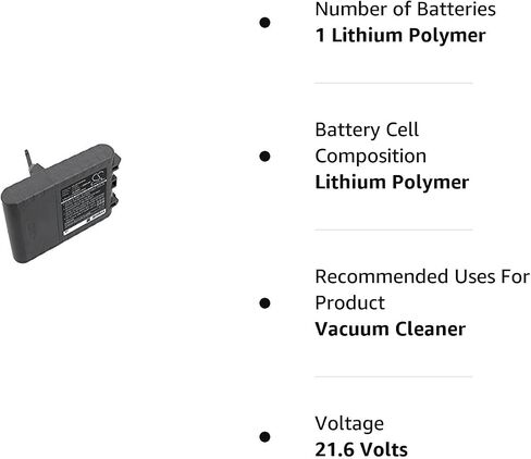 بطارية بديلة Xsplendor 21.6V لـ Dyson V8، V8 Animal، V8 Supreme، V8 Range PN 215681، PM8-US-HFB1497A، PU2-JP-HFA4456A، 215967-01/02، 215866-01/02، 967834-02 2800 مللي أمبير في الساعة in Saudi Arabia