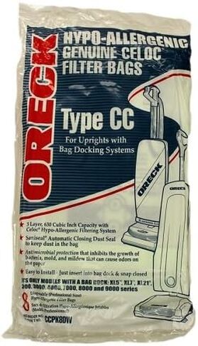 8 Genuine Oreck CCPK8DW Hypo-Allergenic Type CC Vacuum Bags for XL5 XL7 XL21 in Saudi Arabia