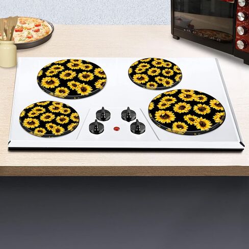 Stove Burner Covers Set of 4,Stove Top Covers for Gas Burners,Electric Stove,Gas Stove Burner Covers,Metal Stove Burner Cover Black Gilt Marble Pattern in Kuwait