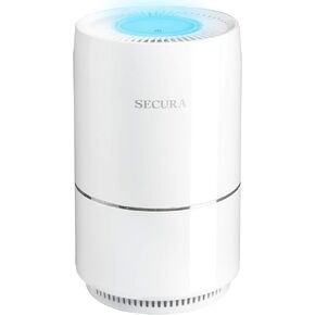 منقي سيكيورا للمنزل، فلتر هيبا الحقيقي لوبر الحيوانات الأليفة، والغبار، ومنظفات الهواء المزيل لرائحة الدخان، للغرفة الصغيرة مع إضاءة ليلية LED، أبيض in Kuwait