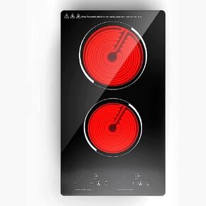 Electric Cooktop 20" Built in Electric Stove Top 2 Burner Electric Cooktop 9 Power Levels Child Safety Lock 110V 1500W Electric Radiant Cooktop With Touch Control (2 Cooktops) in Kuwait