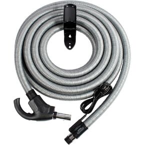 Cen-Tec Systems Central Vacuum Direct Connect Electric Hose with Flush Handle and Hose Hanger, Silver, 30 Ft. w/Flush Handle and DC End (97195)