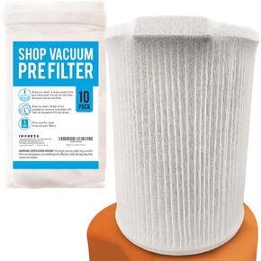 [10 Pack] Shop Vacuum Filter Cover To Reduce Dust Build Up - Reusable, Washable Vacuum Bags - Shopvac Prefilter, Fits Most Canister Vacuums in Kuwait