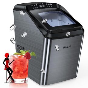 Countertop Ice Makers Countertop Ice Machine,33LBS/24HRS,Bullet Ice Maker Machine,9 Pcs Cube Ready in 8-15mins with Scoop and Basket,Perfect for Home/Kitchen/Party/Office（Black） in Saudi Arabia