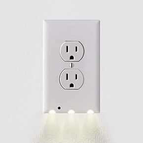 2 Pack - Wall Plate Night Light - Hello Light - LED Night Lights Built Into Electrical Outlet Wall Plates - Turn NightLight On/Off Automatically (Duplex, White)