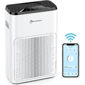 Elechomes Smart WiFi Air Purifier, Alexa and Google Voice Control, A3B True HEPA Filter Air Cleaner for Large Room, Bedroom, Office Up to 323ft², Ultra Quiet Sleep Mode
